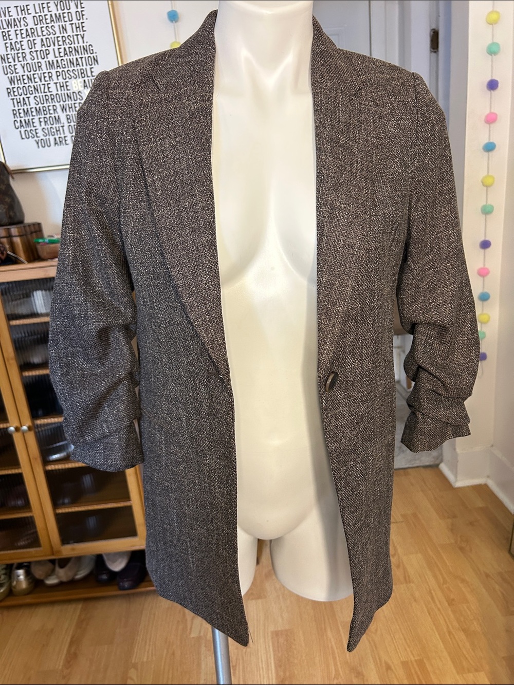 H&M Brown Tweed Single-Button Blazer - Picture 2 of 7